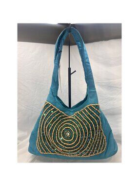 Zingara Zandelwood Turquoise Beaded Sequin Hobo Bag NWT